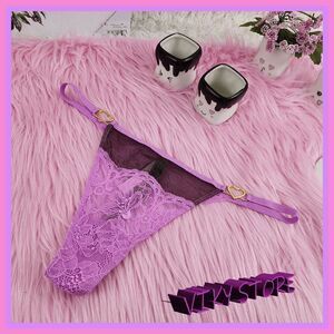 NWT Victoria's Secret Lavender Brown Hearts Thong: Seductive Elegance in XL! NWT